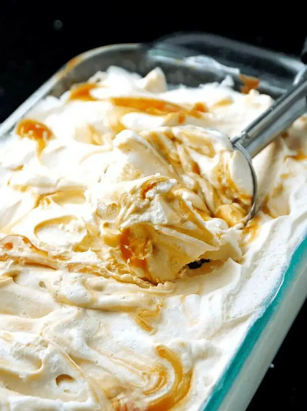 No Churn Salted Caramel Swirl Ice Cream