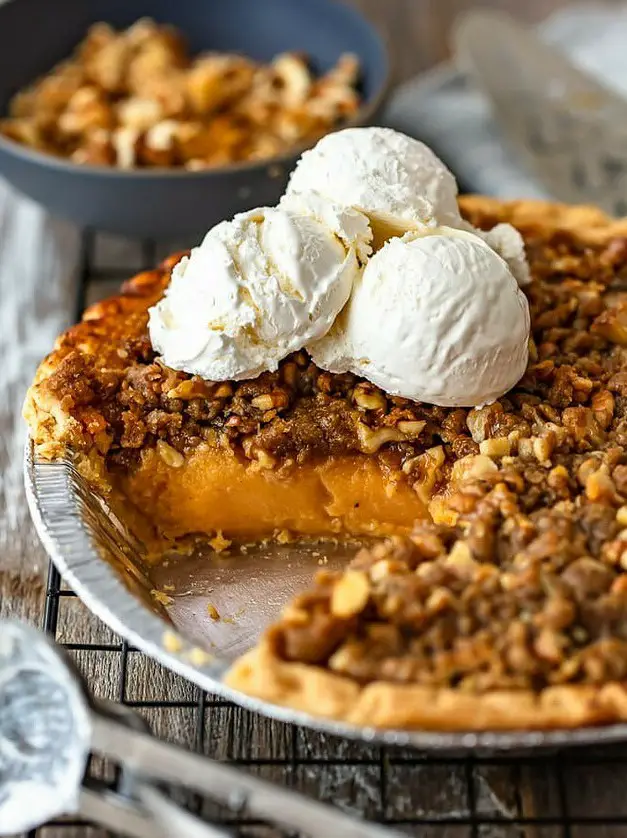 Sweet Potato Pie with Walnut Topping