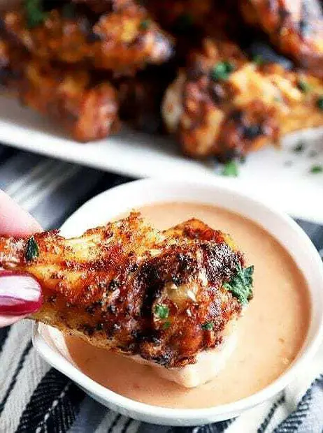 Dry Rub Wings with BBQ Blue Cheese Sauce