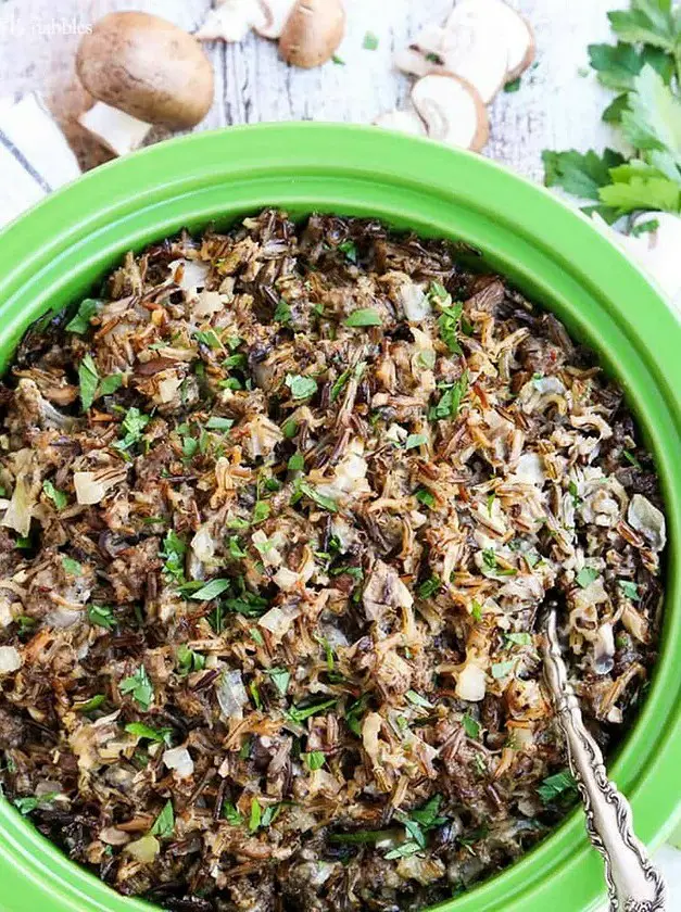 Creamy Wild Rice Casserole with Sausage and Mushrooms