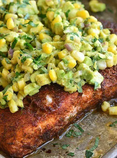 Baked Salmon with Avocado Salsa