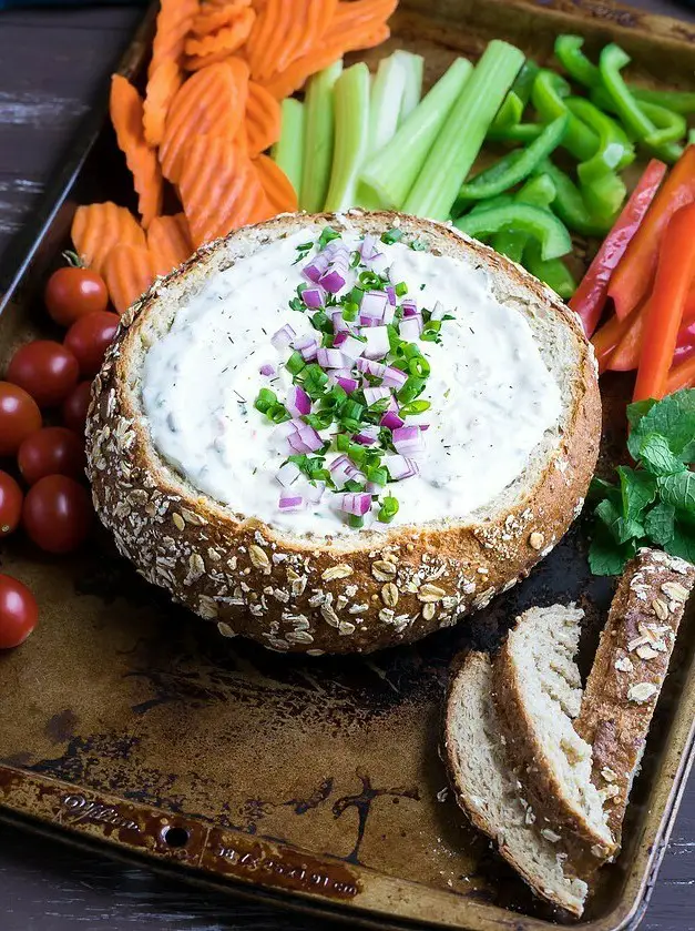 Chilled Veggie Dip in a Bread Bowl