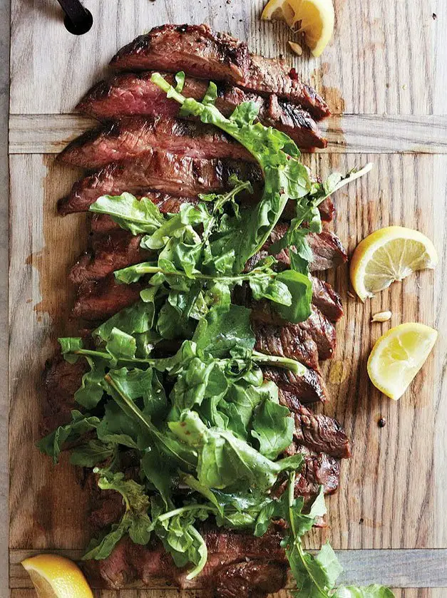 Grilled Soy-Lemon Flank Steak with Arugula