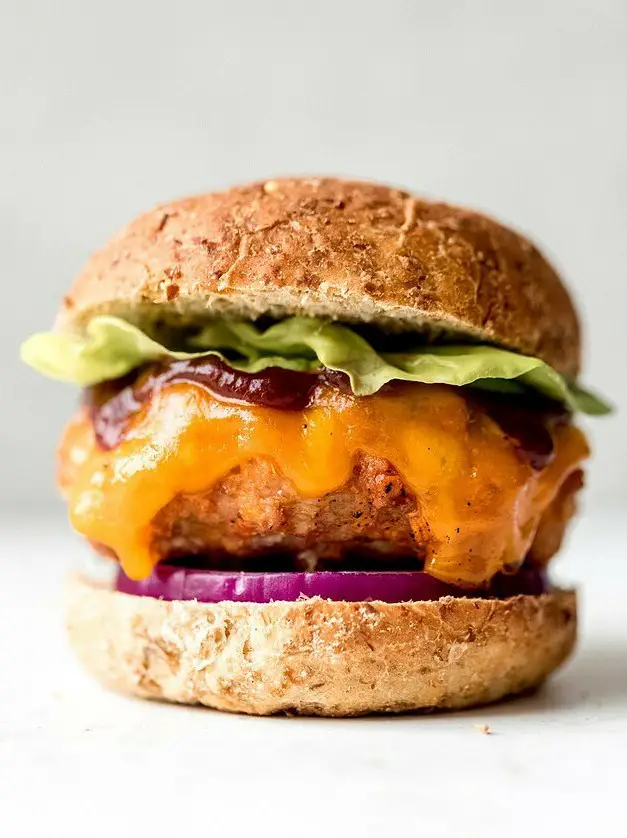 Sweet Potato Cheddar BBQ Chicken Burgers