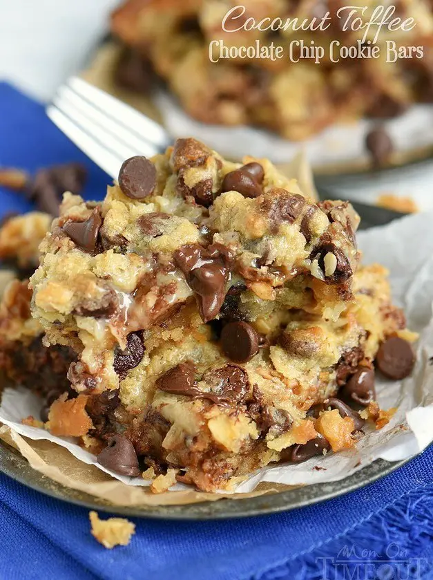 Coconut Toffee Chocolate Chip Cookie Bars