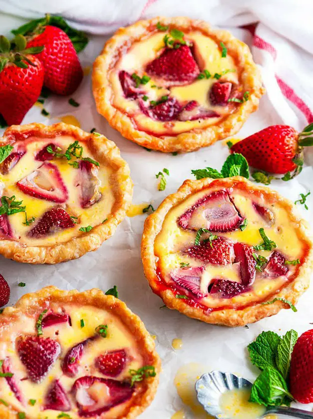 Strawberry Honey Custard Tarts with Lemon Curd