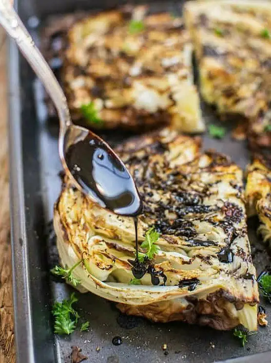 Roasted Cabbage with Balsamic Reduction