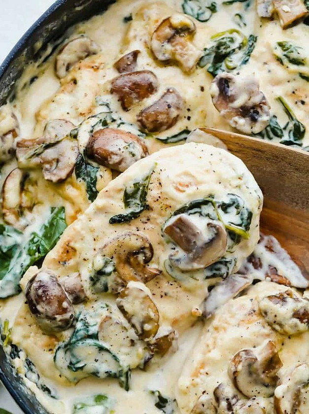 Creamy Parmesan Garlic Mushroom Chicken