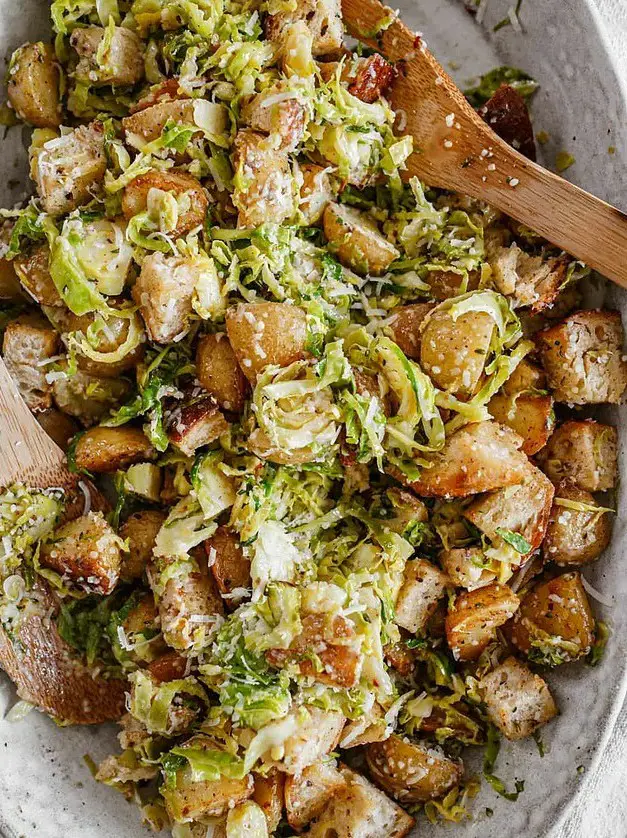 Shredded Brussel Sprout Caesar Salad