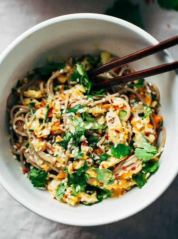 Chopped Chicken Sesame Noodle Bowls