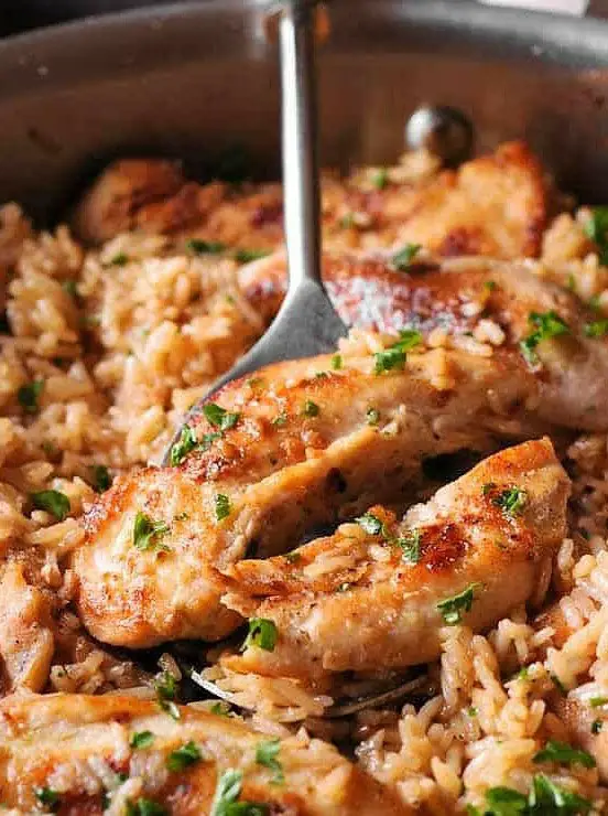 Chicken with Garlic Parmesan Rice