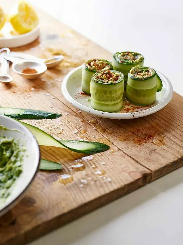 Raw Avocado Cucumber Sushi Rolls