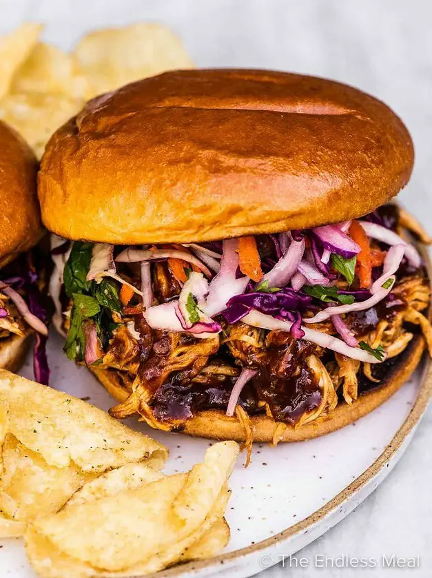 Pulled Chicken Sandwich with Crunchy Slaw